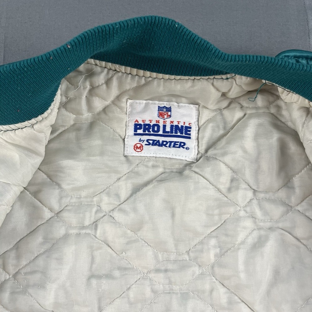Vintage 90's Starter Pro Line Miami Dolphins Satin Football Jacket Size Medium - Picture 6 of 11